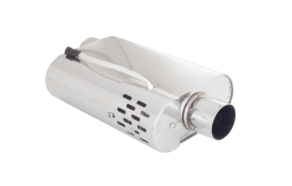 Varex Muffler W/Hidden Motor,2.5″ Inlet/Outlet ,Offset In /Center Out